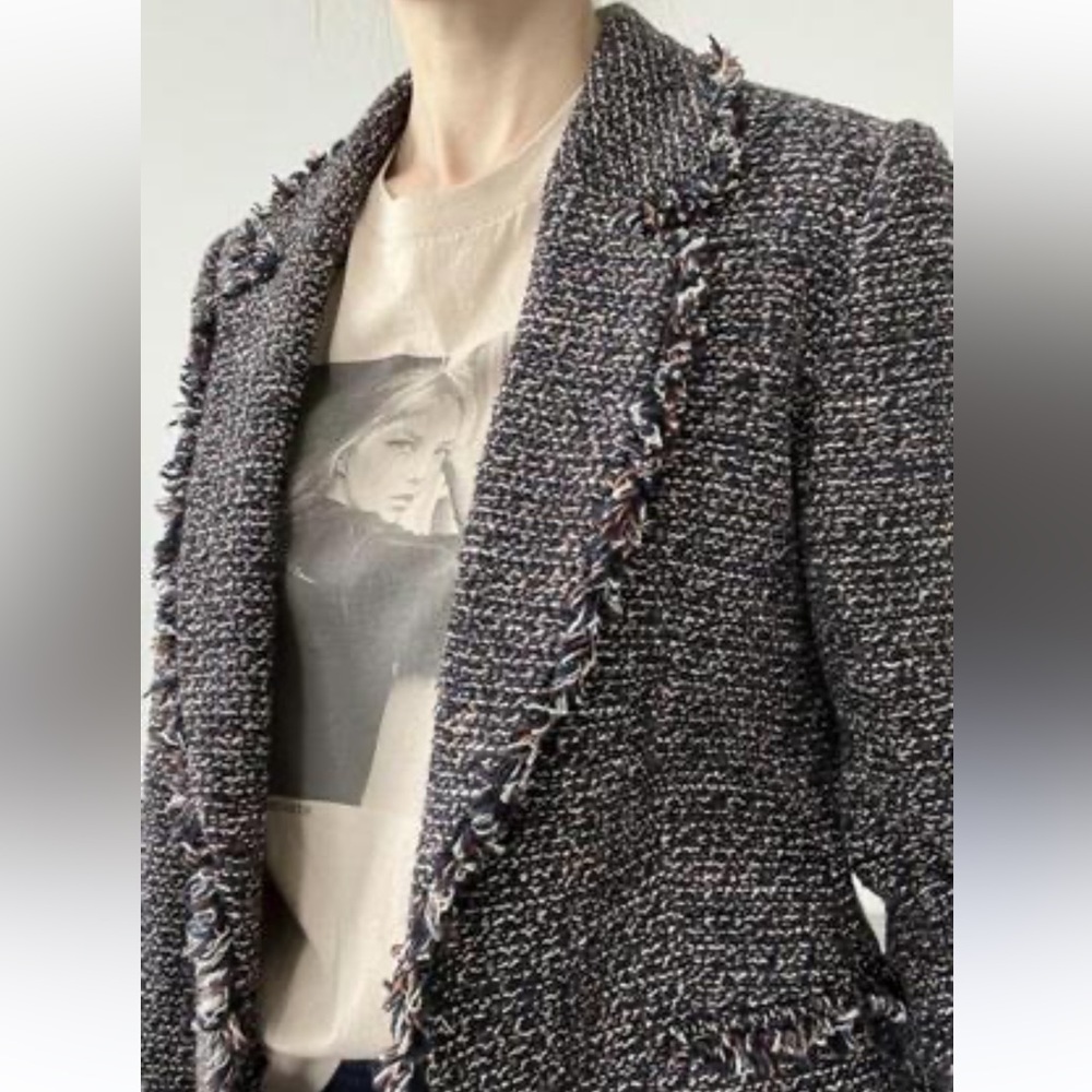Massimo Dutti Tweed Long Blazer Jacket — Size 4 (EUR 36) - Picture 2 of 8